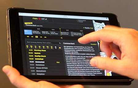 der fm4 player auf einem tablet